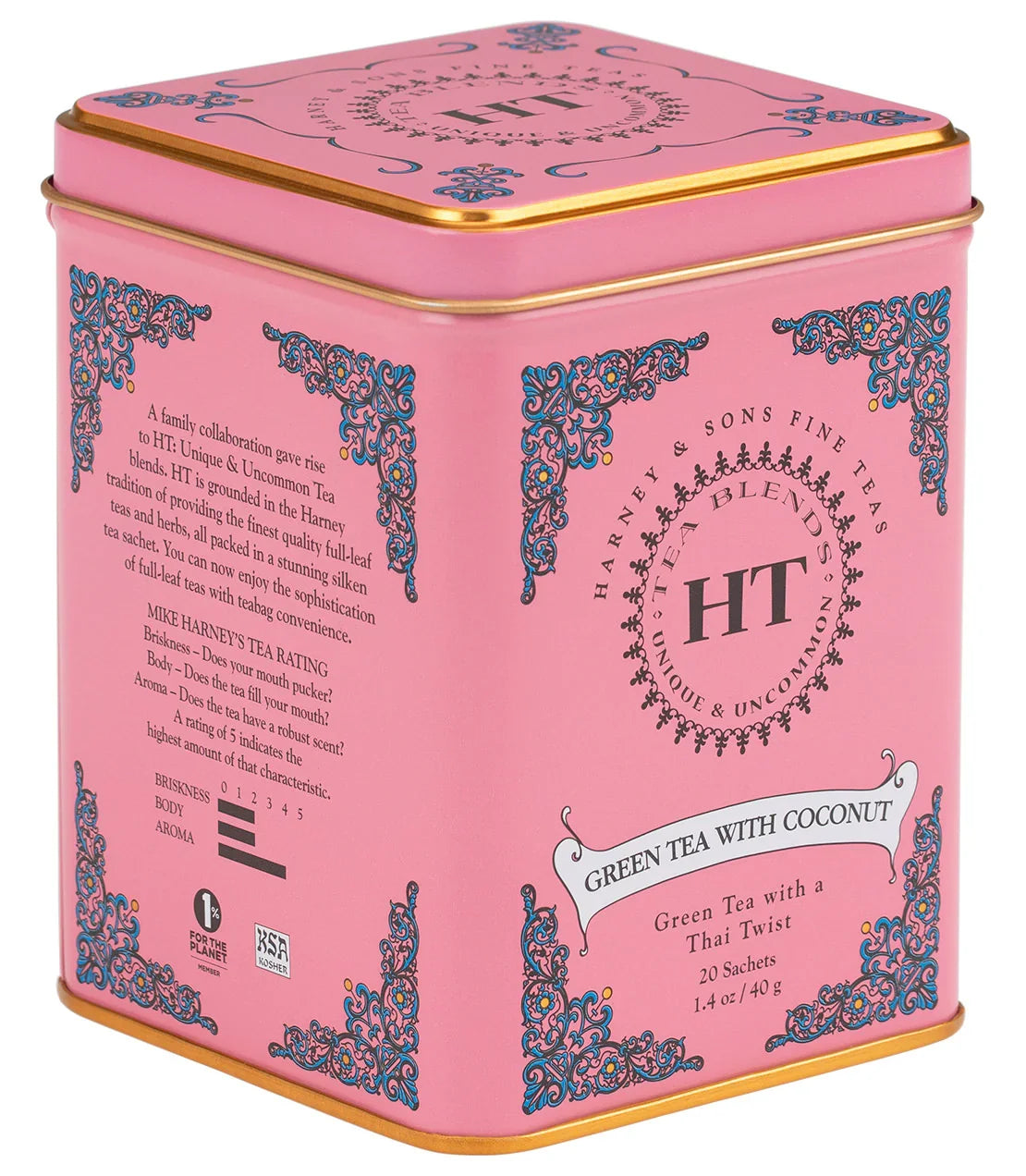 Green Tea with Coconut, HT Tin of 20 Tea Sachets